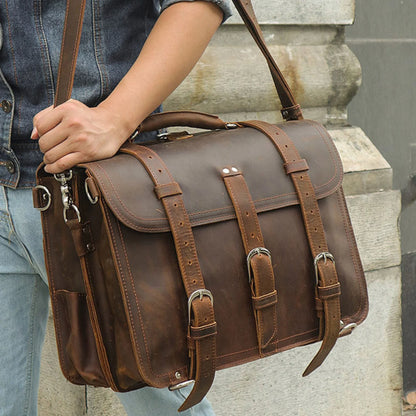 Genuine leather rucksack briefcase bag