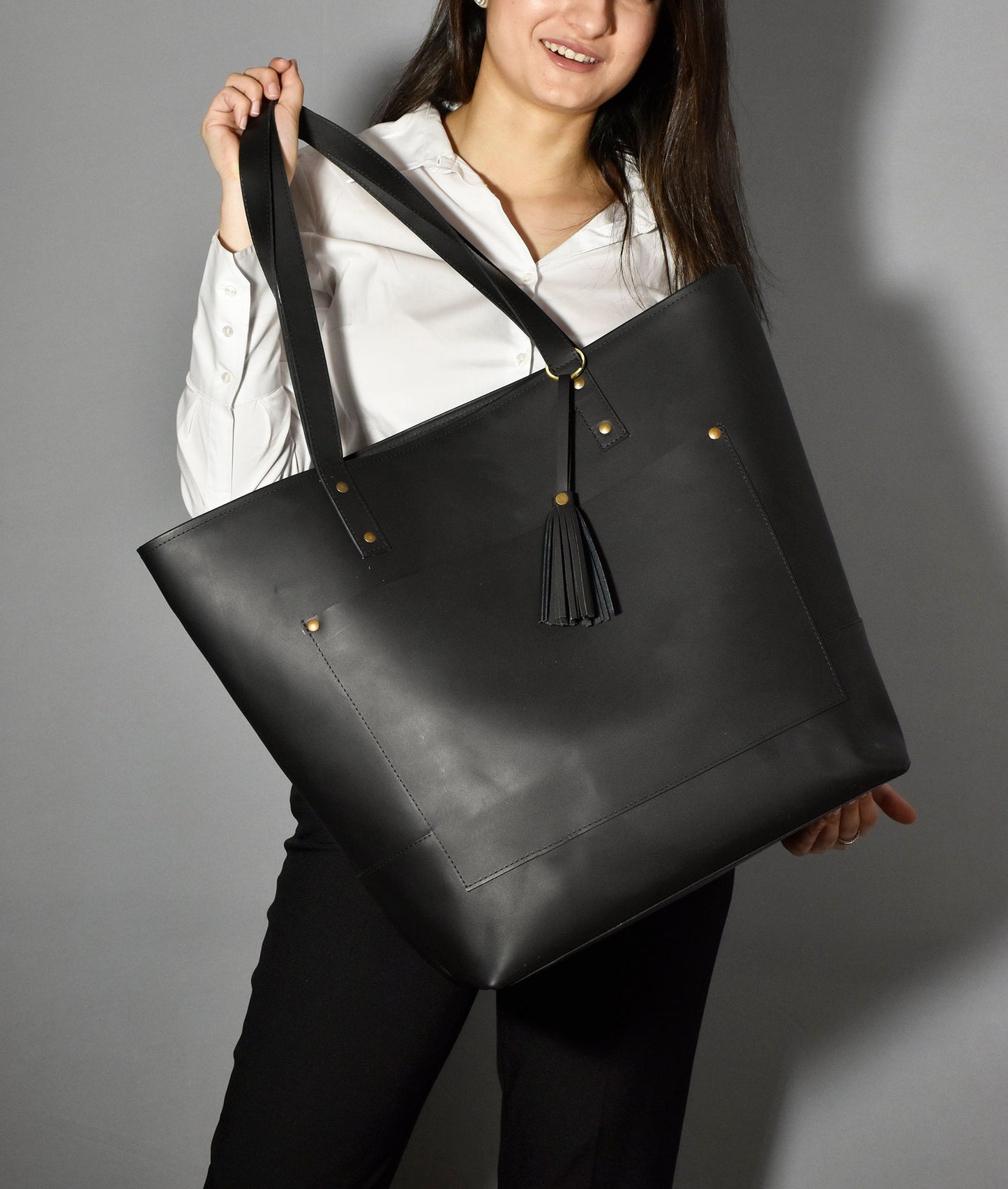 Tall Leather Tote Purse