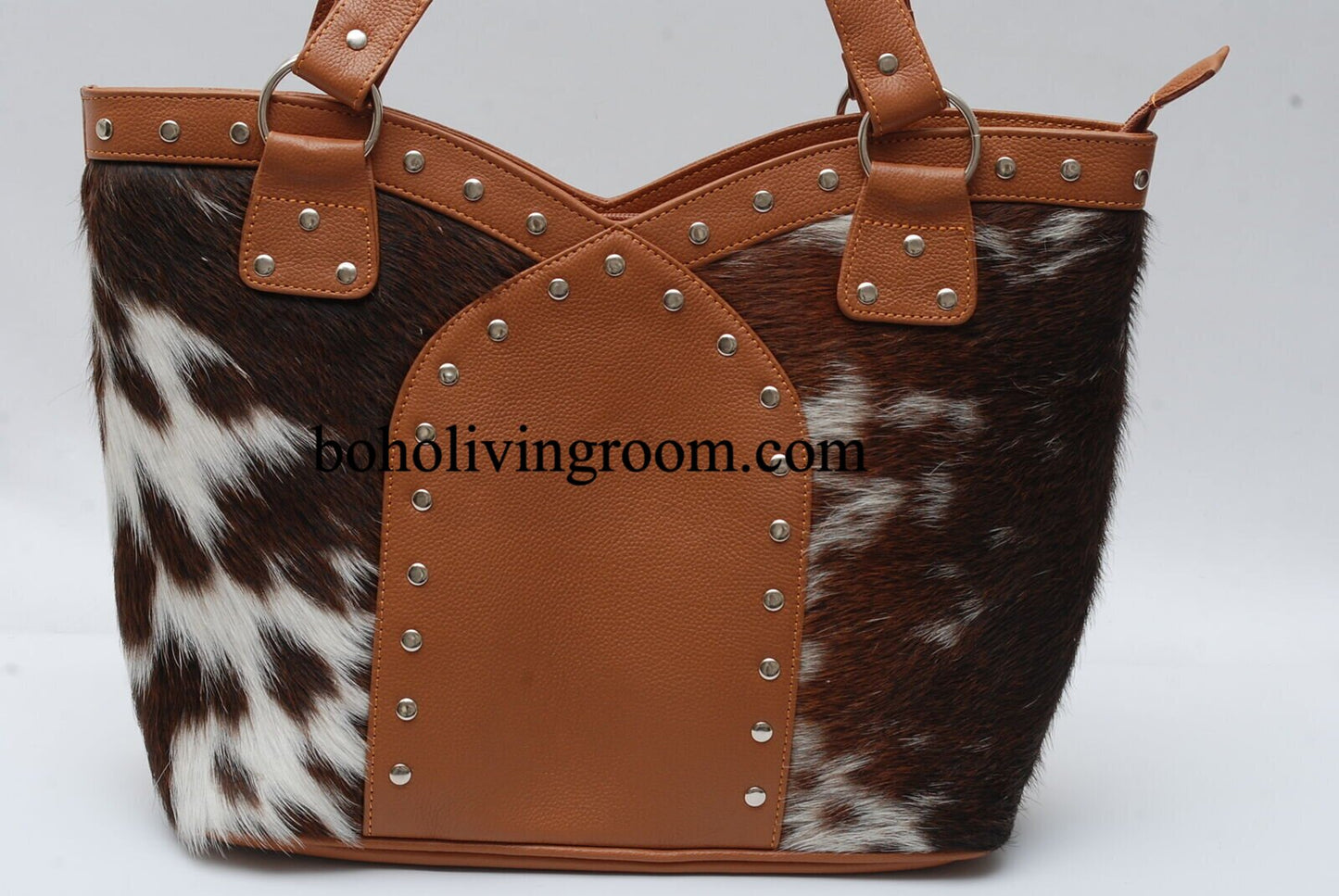 Cowhide Leather Tote Purse Tricolor