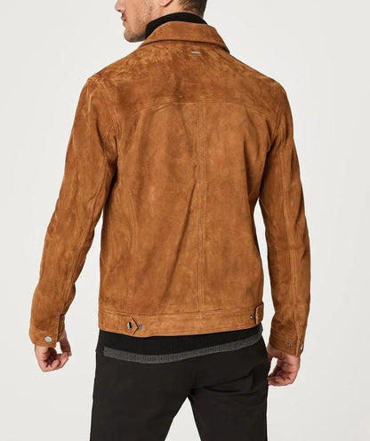 Men's Suede Leather Jacket Western Trucker Style