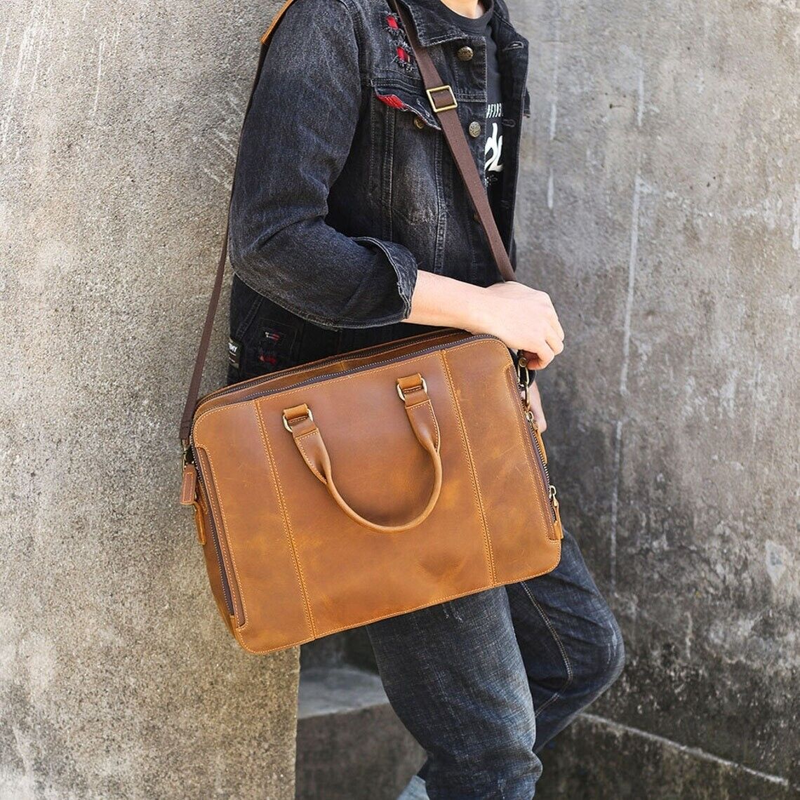 leather messenger bag for men