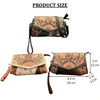 Hand tooled cowhide leather crossbody mini bag