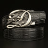 Men’s Leather Belt with Intertwined Crocodile Buckle