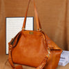 Large leather travel tote bag