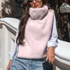 Women Faux Fur Sleeveless Vest Top High Collar