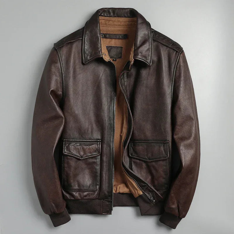 Mens Distressed Vintage Leather Riding Jacket 2 S