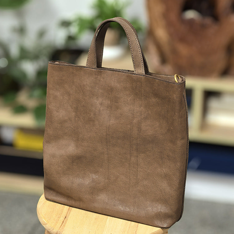 Top Grain Cowhide Leather Shoulder Purse with Brass Hardware