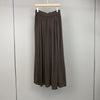 Women Wool Knit Midi Skirt Brown Elastic Waist Pleated Wool Skirt