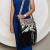 Tooled Leather Cowhide Crossbody Bag Fringe