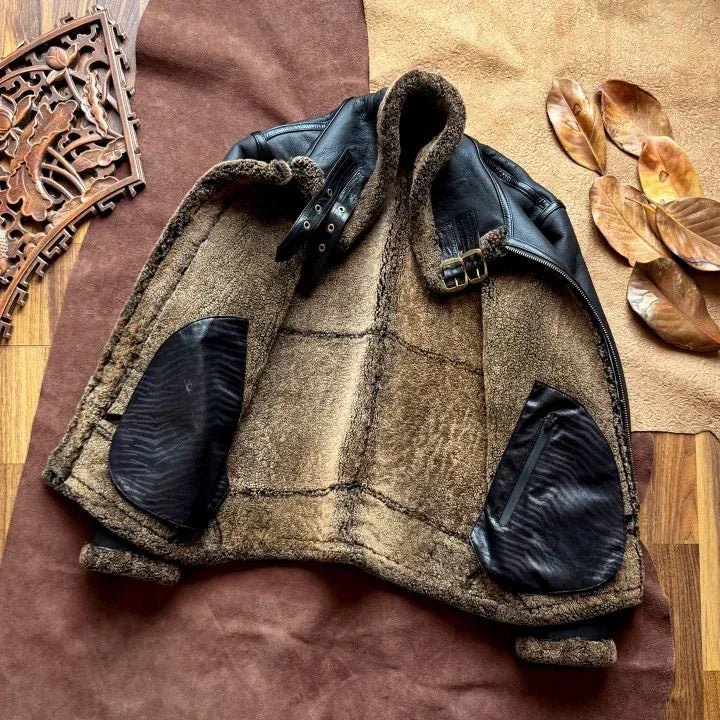 Men’s Real Shearling Bomber Leather Jacket