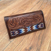 tooled leather long wallet bifold