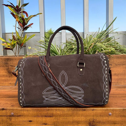 Boot Stitch Suede Leather Luggage Bag