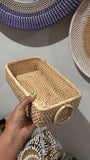 Rectangular Boho Rattan Storage Basket