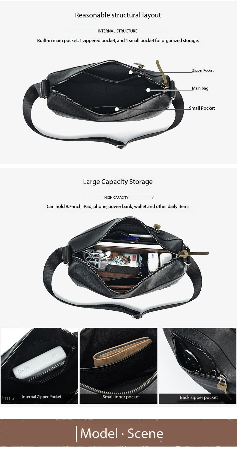 Genuine Leather Men’s Messenger Crossbody Bag