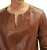 Round Neck Short Sleeve Leather Shirt