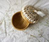 Beaded seashell bamboo basket