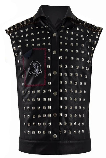 Classic Men's Biker Spikes Studded Punk Leather Vest