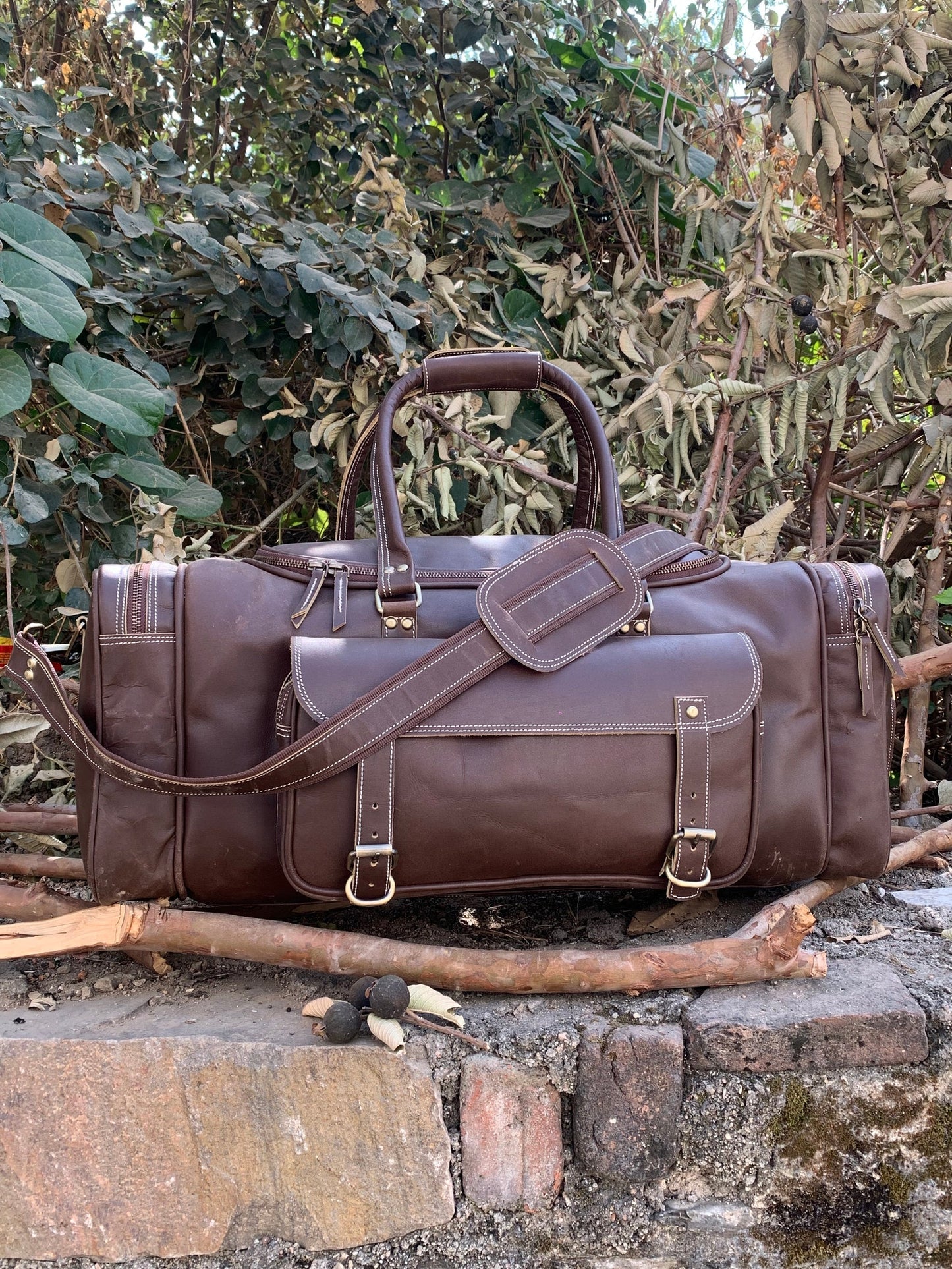 Extra Large Cowhide Leather Travel Duffle Bag