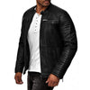 Men Black Sheep Leather Jacket Racer Motorcycle