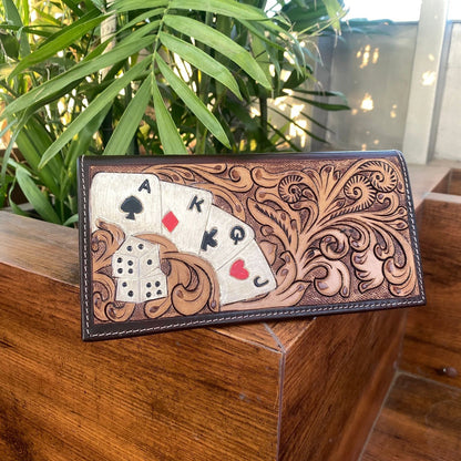 Hand Tooled Embossed Leather Clutch Purse