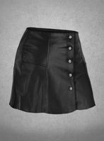 Women Real Black Leather Mini Skirt