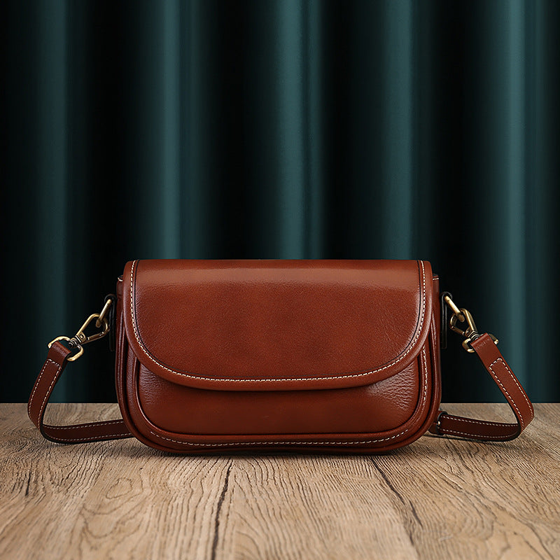Real Leather Shoulder Crossbody Bag With Zipper Compartments
