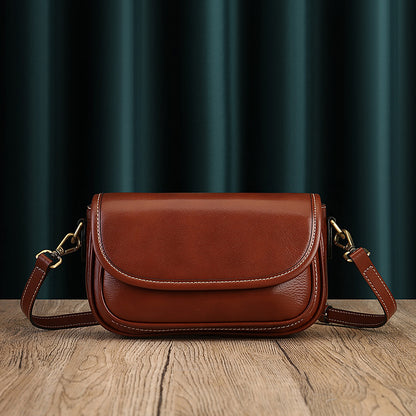Real Leather Shoulder Crossbody Bag With Zipper Compartments