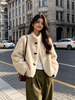 Women's Shearling Jacket with Stand Collar Short Winter Style