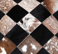 Cowhide Patchwork Pillow Cover Black Brown