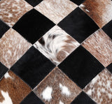 Cowhide Patchwork Pillow Cover Black Brown