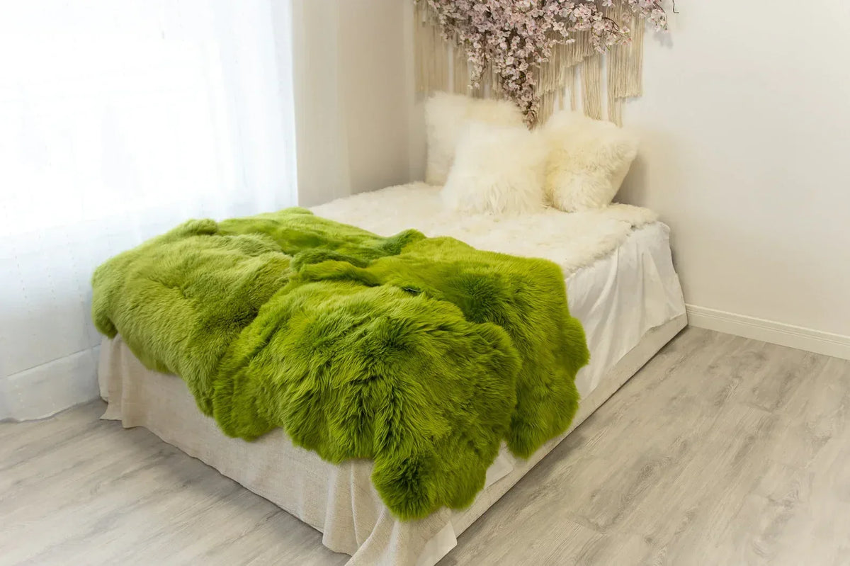 Natural Giant Green Sheepskin Rug