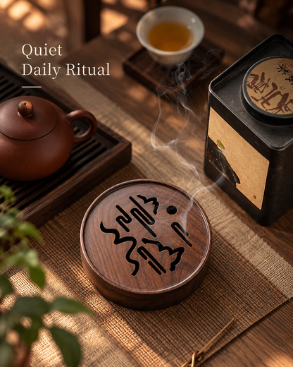 Wooden Incense Burner with Decorative Lid for Coil Use