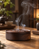 Wooden Incense Burner with Decorative Lid for Coil Use