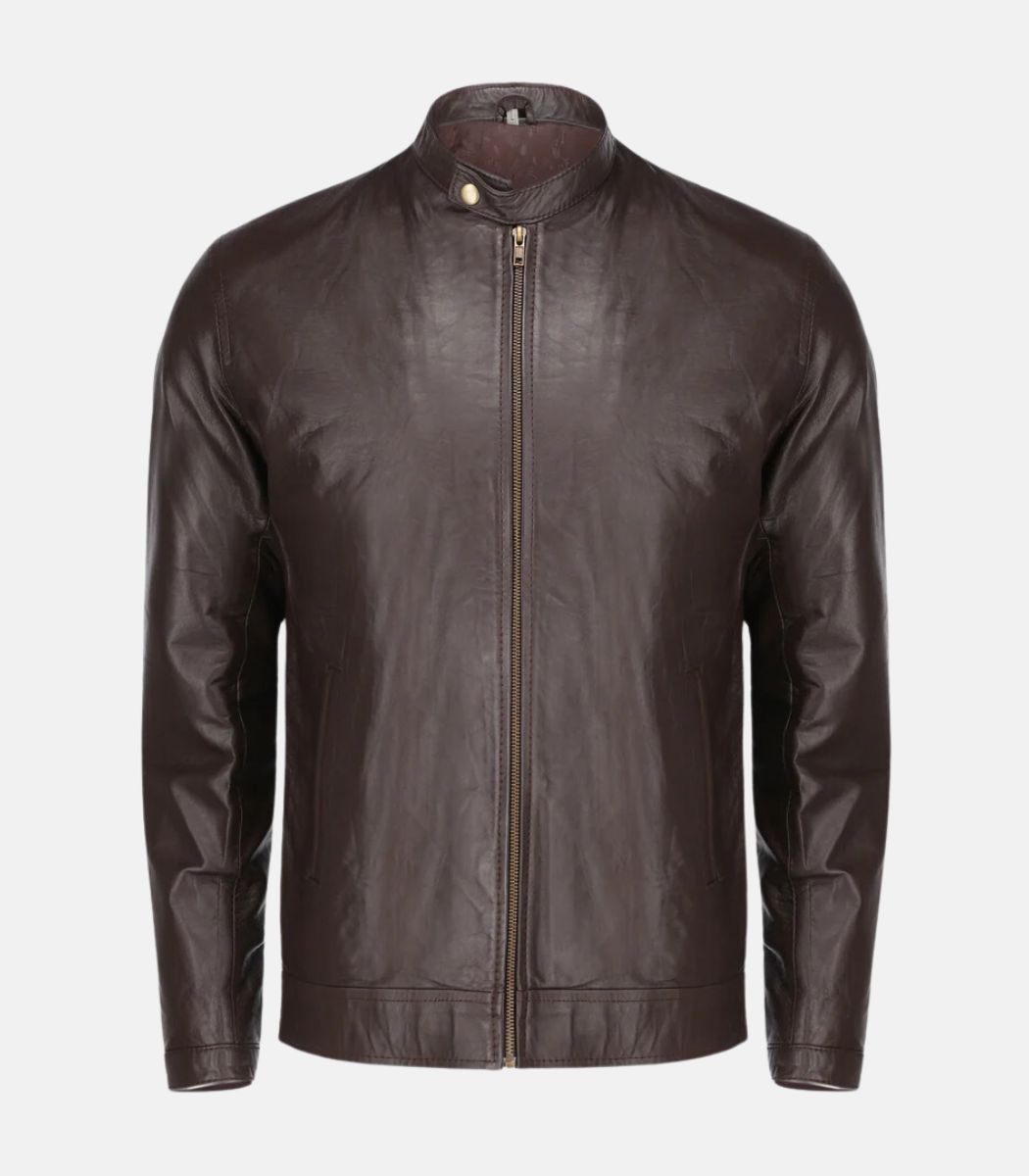 real leather brown jacket