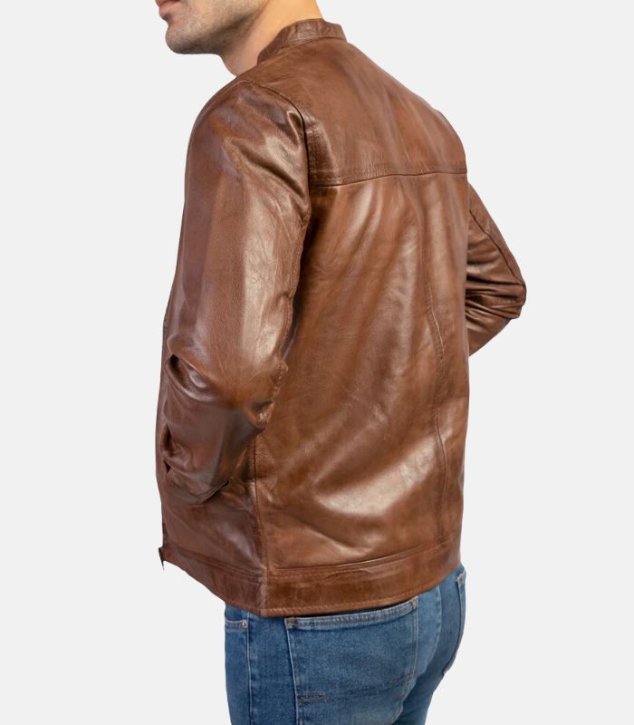 mens brown real leather jacket