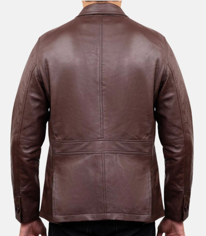 Formal Brown Leather Jacket For Men