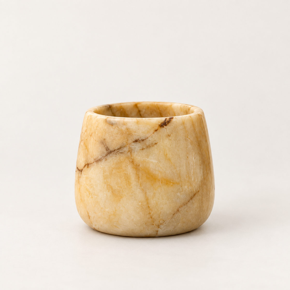 Small White Marble Candle Cup with Brown Veining for Home Decor 1