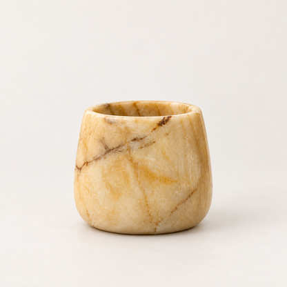 Small White Marble Candle Cup with Brown Veining for Home Decor 1