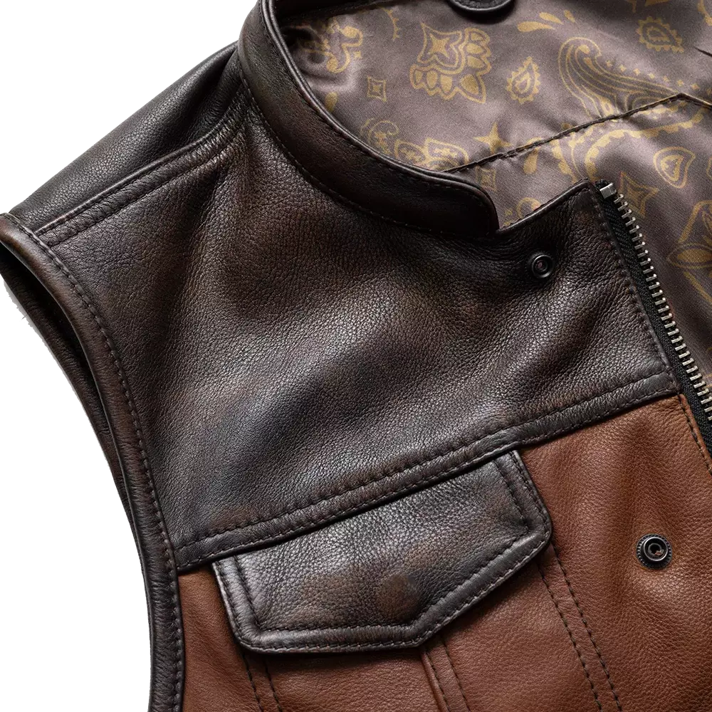 Men's Distressed Real leather Motorbike Vest