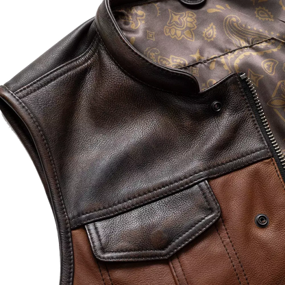 Men's Distressed Real leather Motorbike Vest