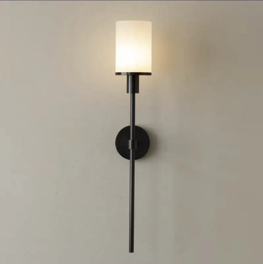 Natural Marble Wall Lamp Modern Brass Wall Light single head copper black + marble 10 x h65Cm