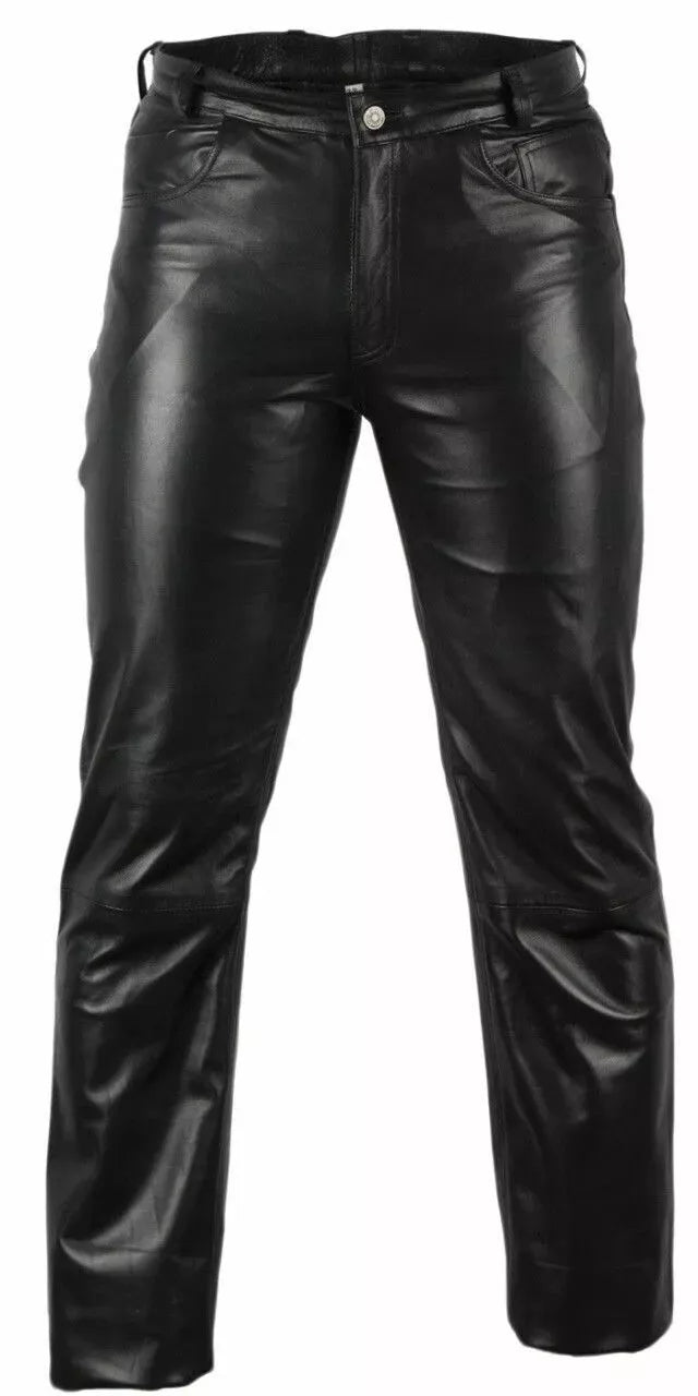 Men's Real Leather Moto Biker Pants