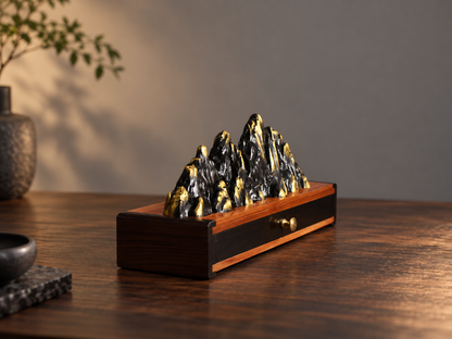 Incense Box with Mountain Landscape and Storage Drawer