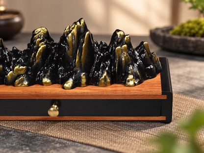 Incense Box with Mountain Landscape and Storage Drawer