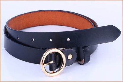 Women's genuine cowhide leather pin buckle belt