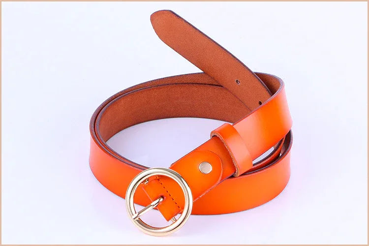 Women's genuine cowhide leather pin buckle belt