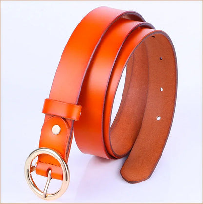 Women's genuine cowhide leather pin buckle belt