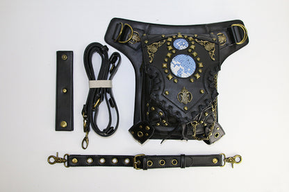 Steampunk Shoulder Bag with Chain Harness and Gothic Metal Details