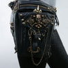 Steampunk Waist Bag with Gothic Chain and Studded Details