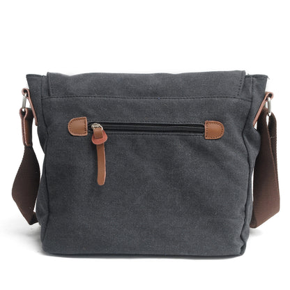 Canvas Camera Messenger Bag with Removable Organizer and Cowhide Trim